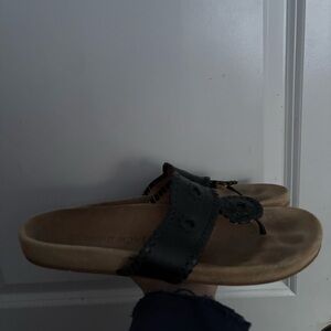 Jack Rogers Women’s 10 Black Leather Jacks Comfort Sandals